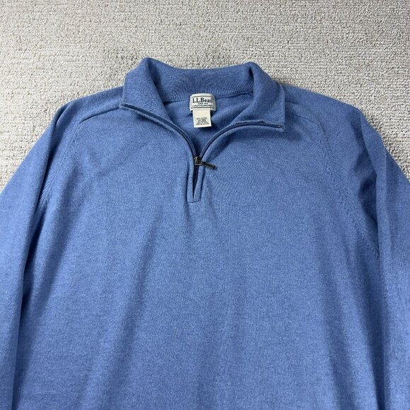 L.L. Bean 1/4 Zip Sweater Blue Men’s Size XL - Picture 2 of 8